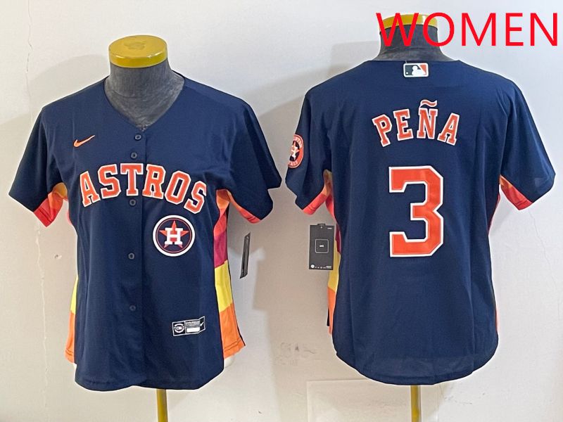 Women Houston Astros #3 Pena Blue City Edition 2025 Nike MLB Jersey style 5->women mlb jersey->Women Jersey